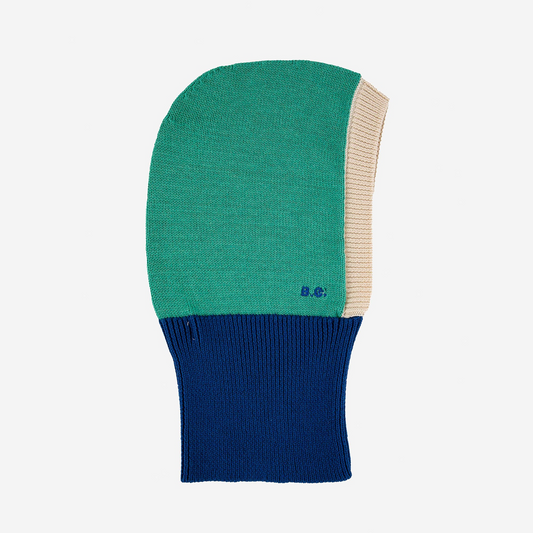 Baby Color Block Green Knitted Hood