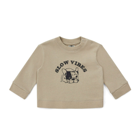 Slow Vibes Baby Organic Fleece Sweatshirt, Cobblestone