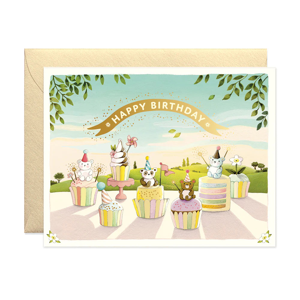 Cupcake Bears Birthday Greeting Card