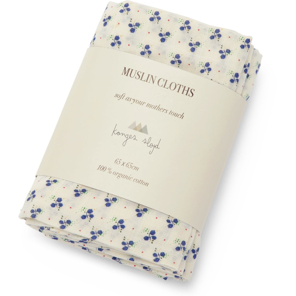 3 Pack Large Muslin Cloth, Blue Bell