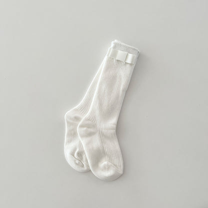 Classic Bow Knee Socks, Cream