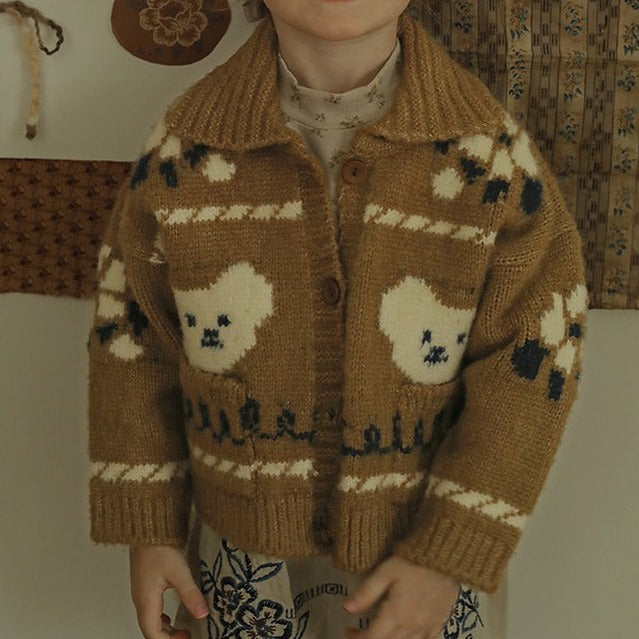 Bear Knit Cardigan, Beige