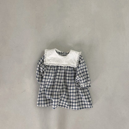 Baby Pulin Plaid Dress, Navy