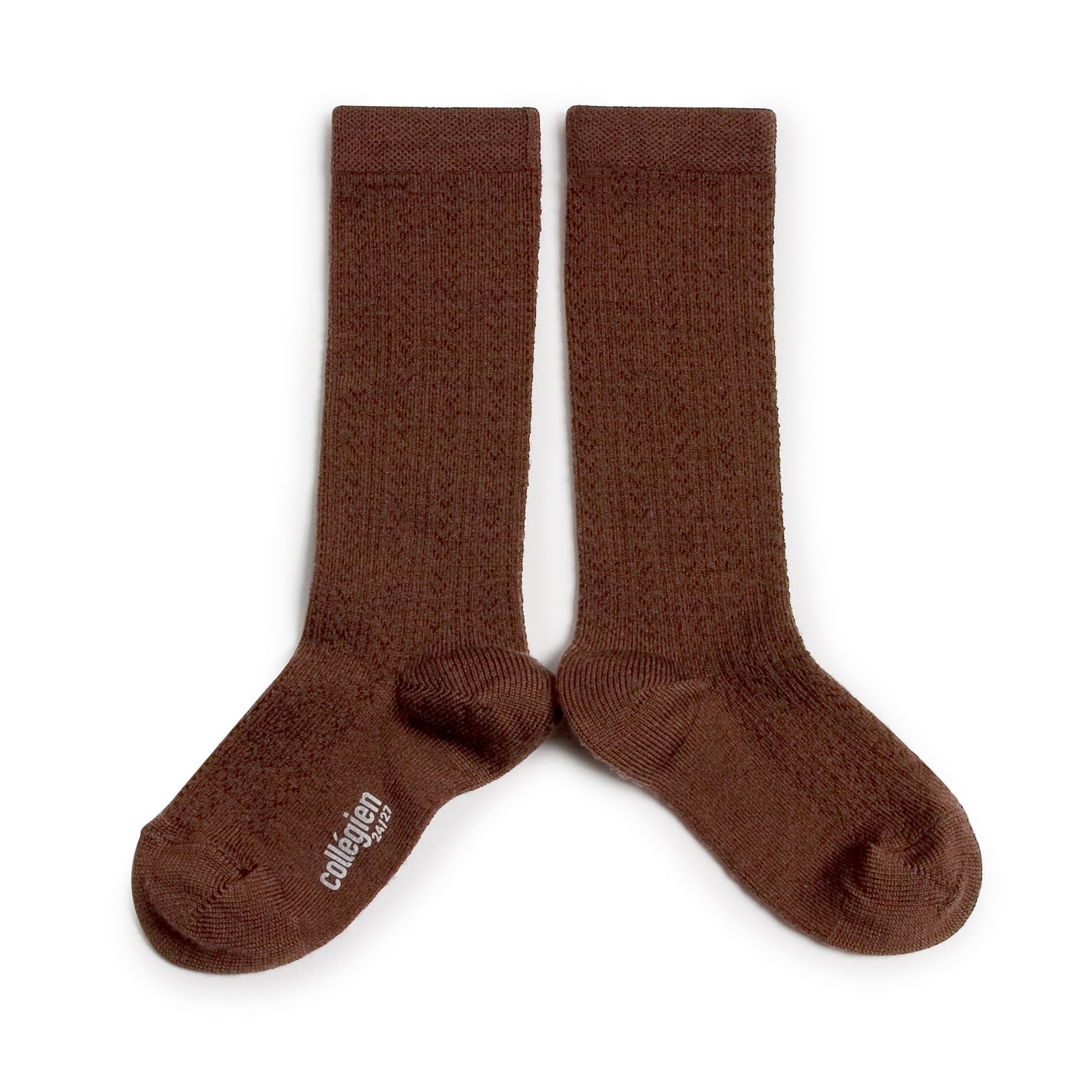 Collegien Adèle Merino Wool Knee Socks, Chocolat au Lait