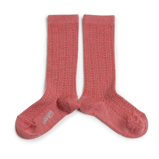Collegien Adèle Merino Wool Knee Socks, Rose Litchi