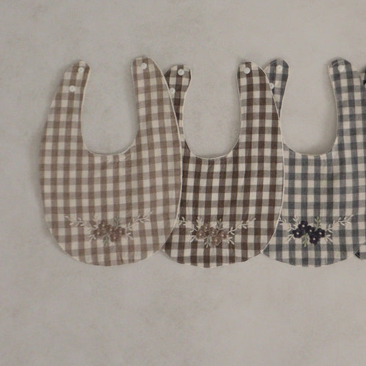 Gingham Embroidery Bib, 3 Colours