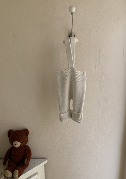Knit Suspender Pants, Cream (3Y)