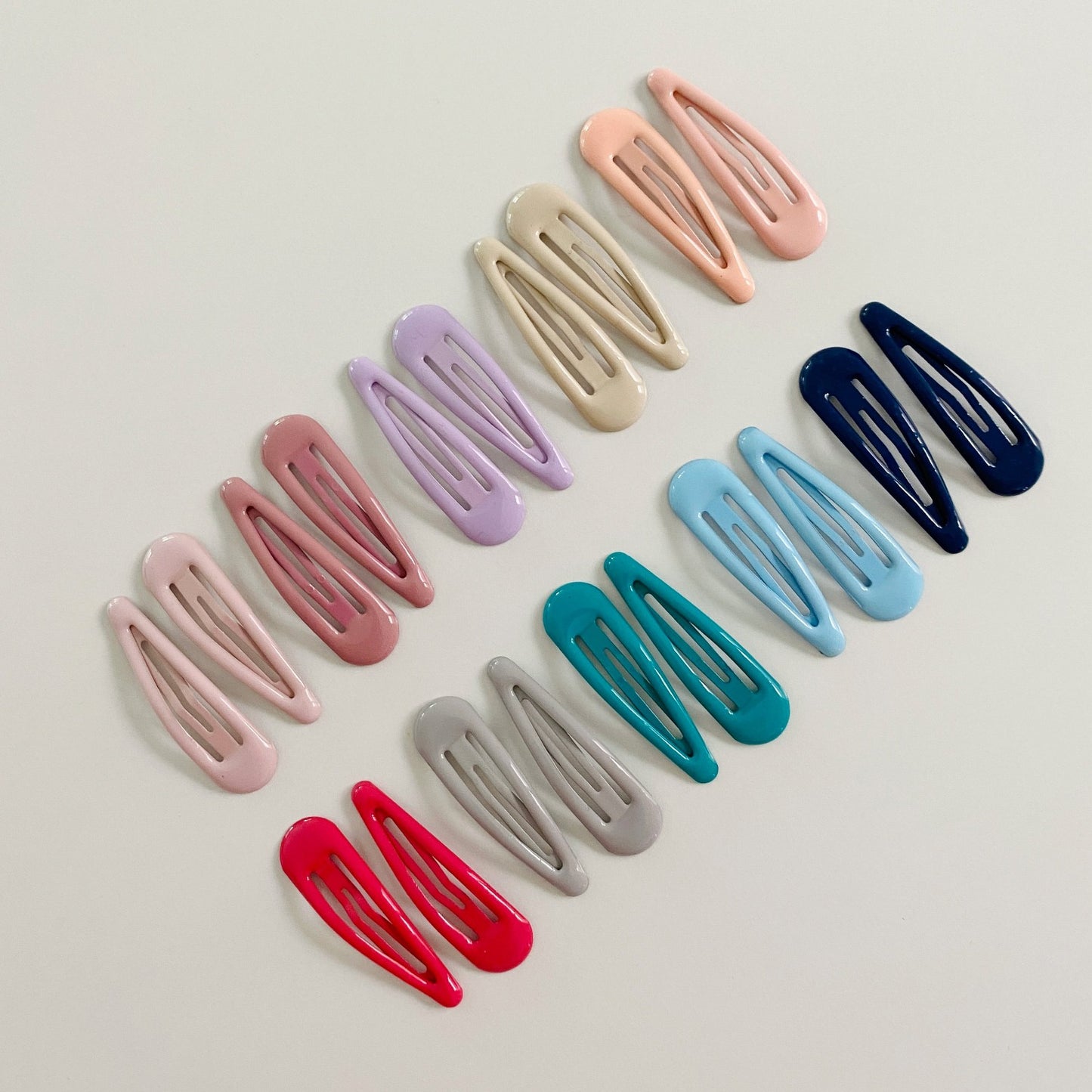Glossy Snap Clip Set, 10 Colours