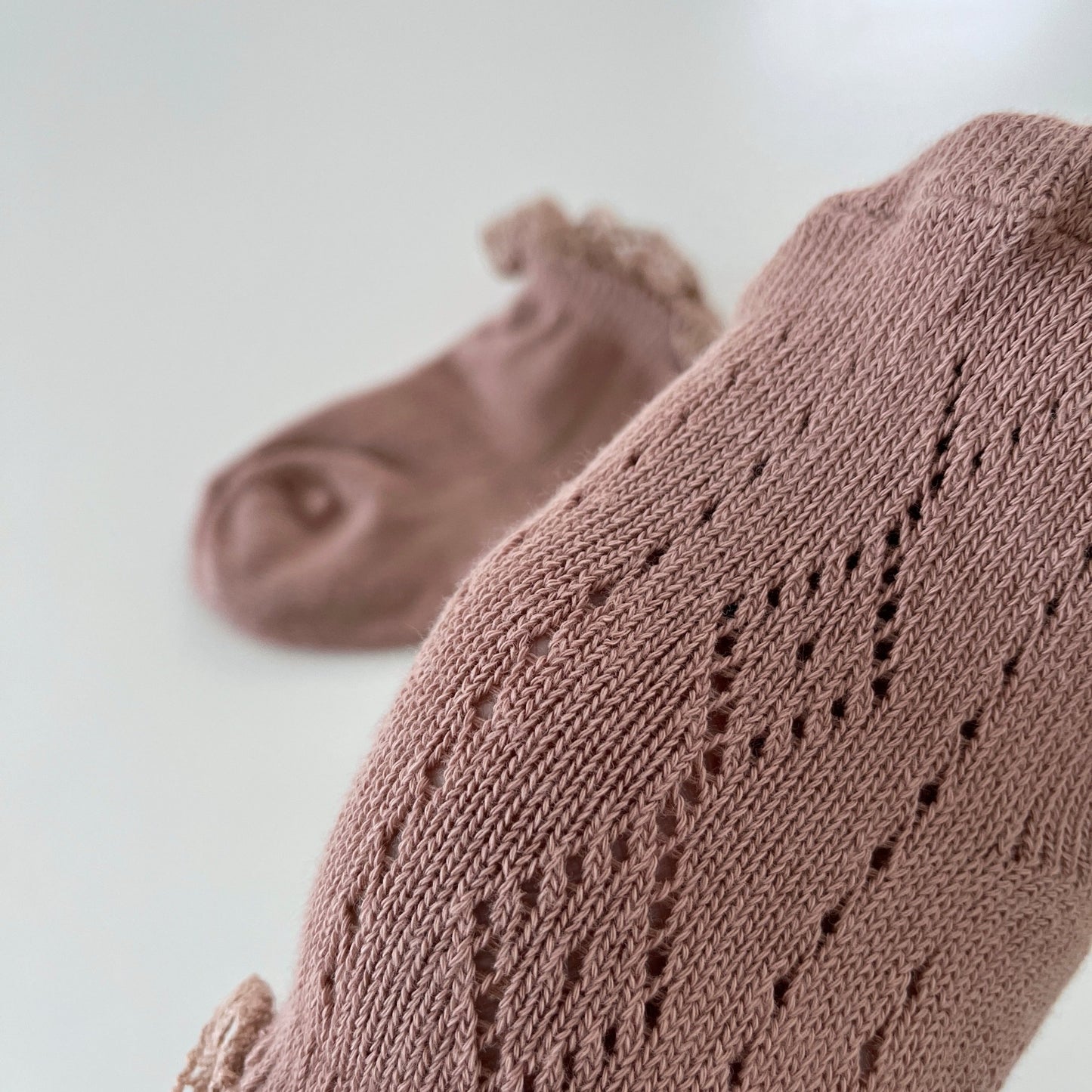 Lucy Eyelet Laced Socks, Dusty Pink